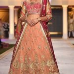 Beige pink color bridal lehenga