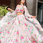 White floral embroidered lehenga