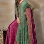 Teal green and magenta color bridal lehenga
