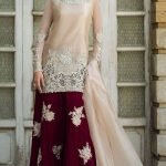 Maroon and beige color party wear dress
