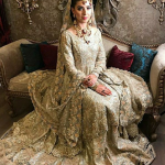 Beige grey color wedding lehenga