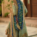 Mint green color wedding sharara