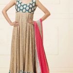 BEIGE KHADDI NET DRESS