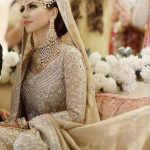 Our bride in a beige golden color gown