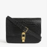 Black color embossed satchel bag