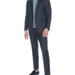 Canali Dark Gray Exclusive Suit With Blue Checks 150' S Wool