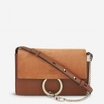 Brown double color small leather suede clutch