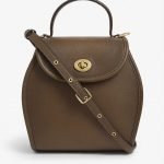 Brown color leather top handle bag