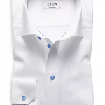 Eton Slim Fit Contrast Blue Button Twill Dress Shirt