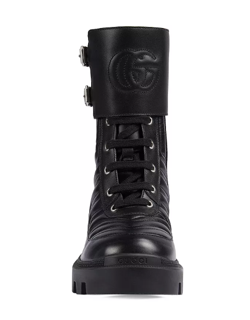 Frances Quilted Leather Combat Boots 