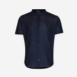 EMPORIO ARMANI Mandarin-collar short-sleeved cotton-piqué shirt