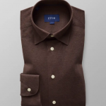 Eton Brown piqué shirt - long sleeved
