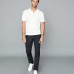 REISS STEEL BLUE SLIM FIT CHINOS TROUSER