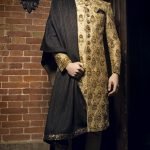 Beige color embroidered sherwani