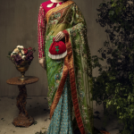Multi color party wear sari