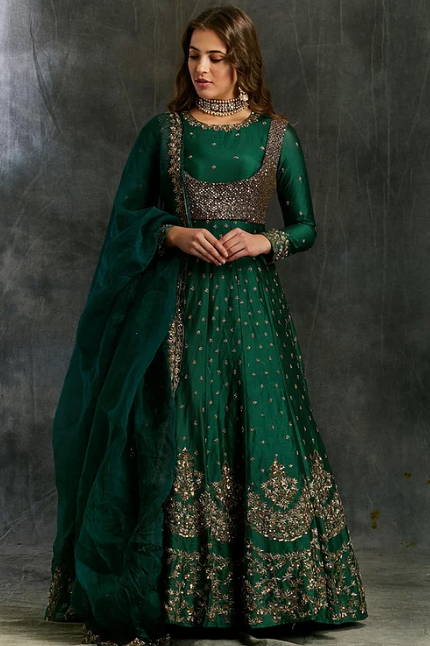 emerald green anarkali