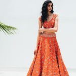 Orange color party wear lehenga