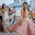 Pink color hand embroidered lehenga