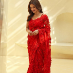 Red color party wear sari