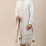 Ivory Chikankari Sherwani Set