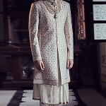 Ivory Embroidered Short Sherwani Set