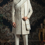 Ivory Embroidered Sherwani Set