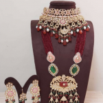 Maroon color kundan set