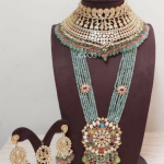 Mint blue color kundan bridal set