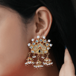 Kundan Polki Meenakari Peacock Jhumkas