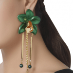 Dual color floral drop earrings