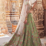 Mint green color party wear lehenga