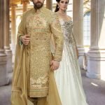 Golden color wedding sherwani