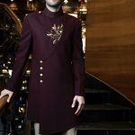 Indo western top and trouser brown color
