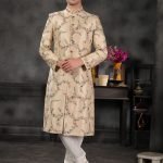 Ivory embroidered silk sherwani