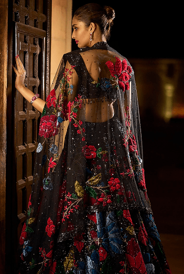 Black Floral Lehenga Set - Image 2