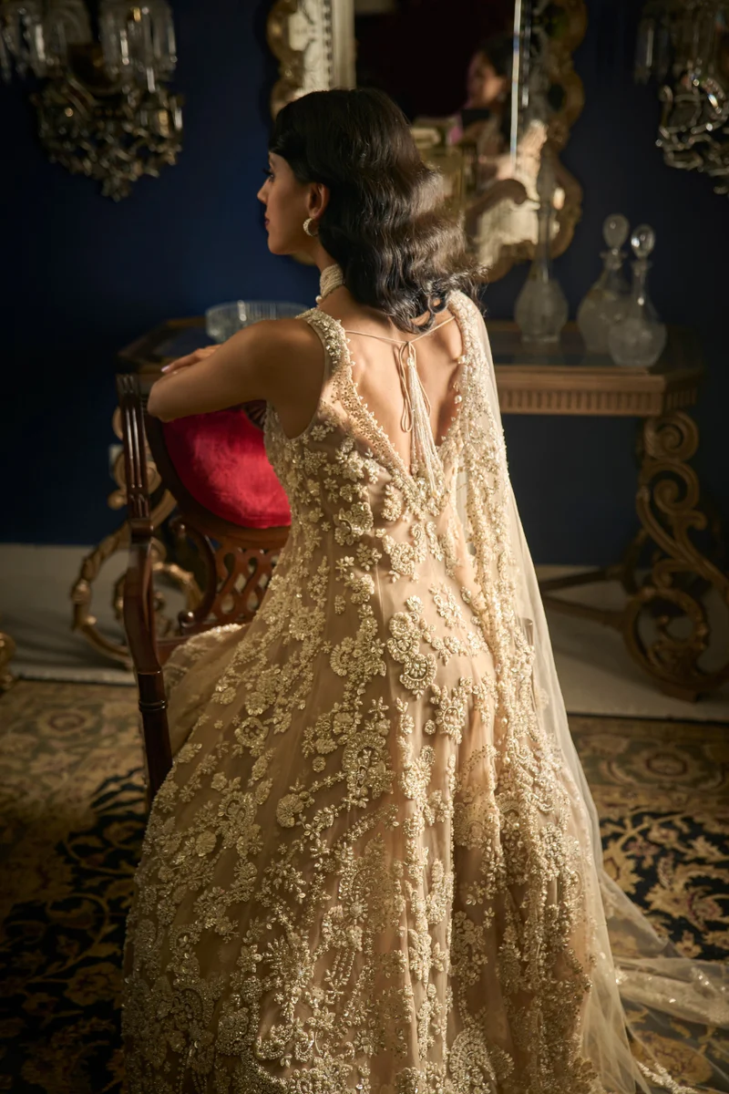 Nude High-Low Sharara Set - Image 3