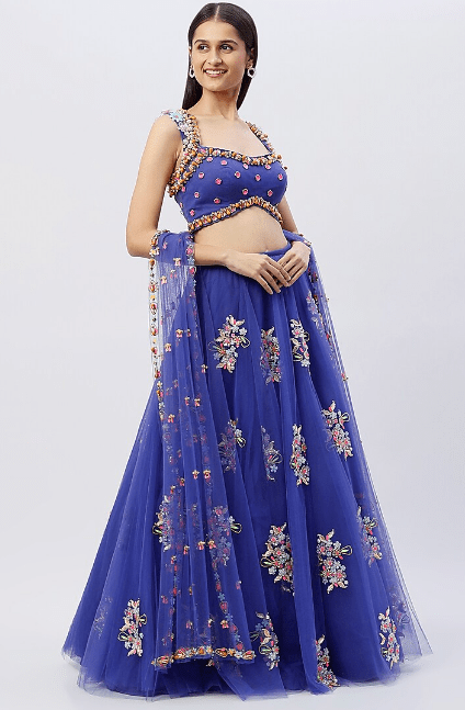 Purple Tulle Lehenga Set