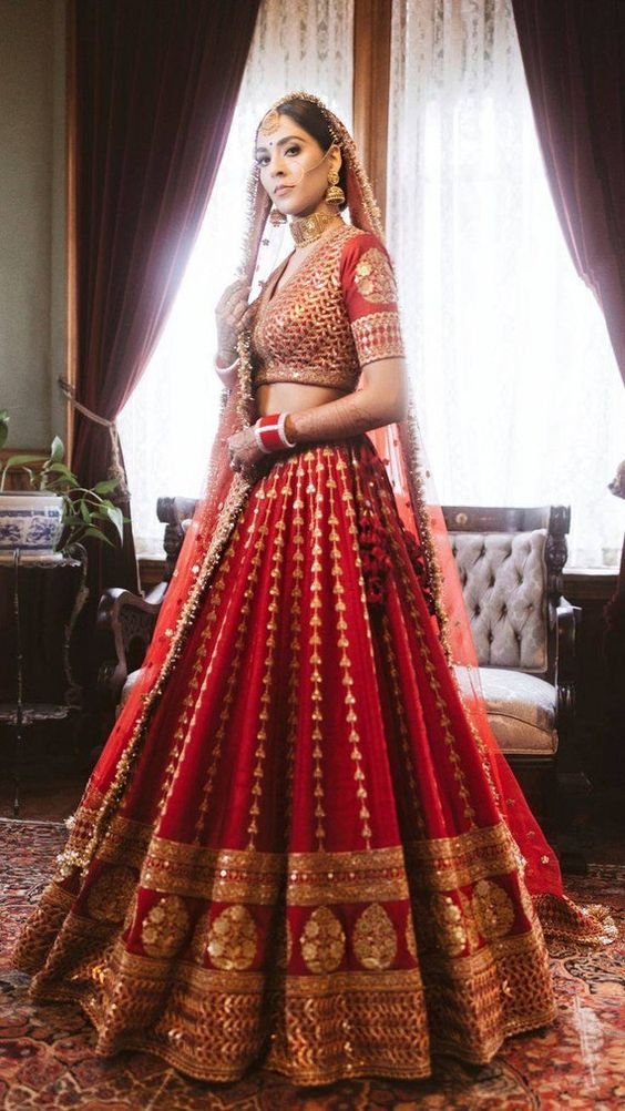 Red colour lehenga for wadding
