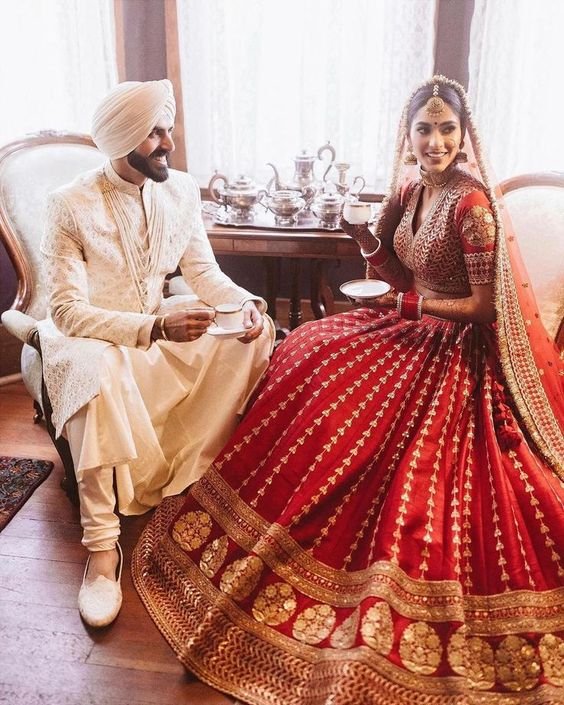 Red colour lehenga for wadding - Image 2