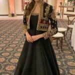 Black colour gown with top