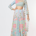 Blue Embroidered Lehenga Set