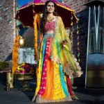 Multi colour  mehendi lehenga