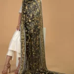 Masterpiece Black Parsi Gara Hand Embroidered Dupatta