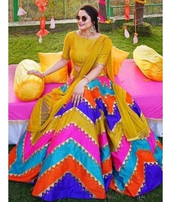 Multi color lehenga for mehendi