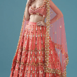 Peach Raw Silk Lehenga Set