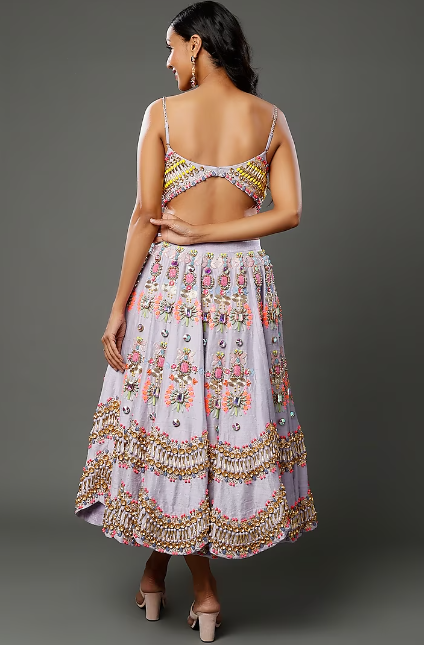 Mauve Embroidered Lehenga Set - Image 2