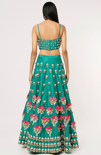Dark Green Lehenga Set With Embroidery - Image 2