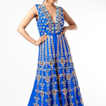 Blue 3D Metallic Embellished Jumpsuit