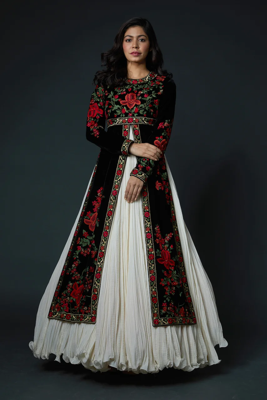 Black Embroidered Anarkali Set