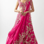 Cherry Red Organza Lehenga Set